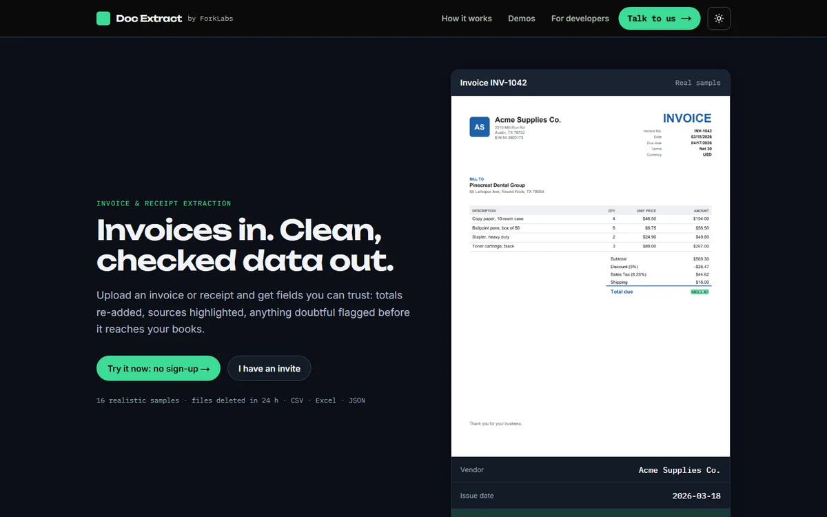 Doc Extract home page